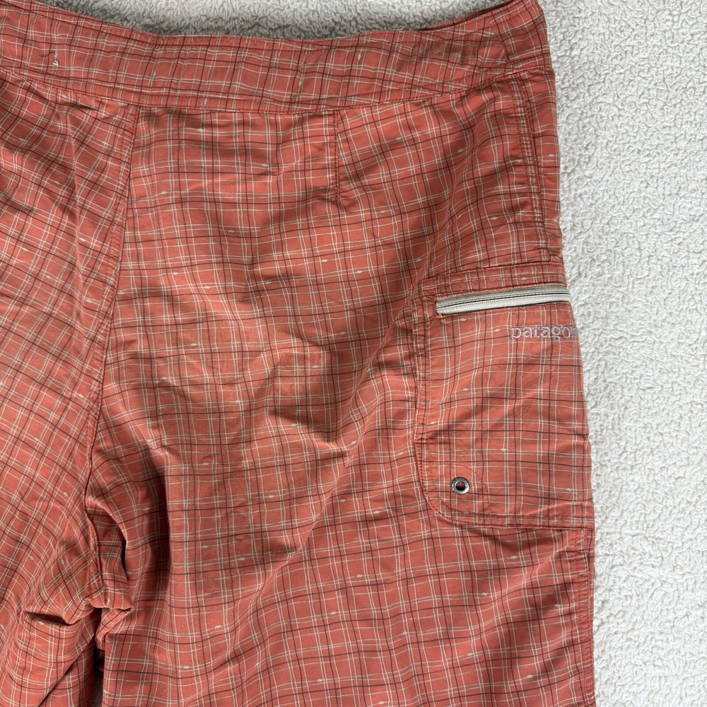 Patagonia Marlwalker‎ Boardshorts 10" Ins 82120 Orange Plaid Mens Size 36 - Picture 11 of 14